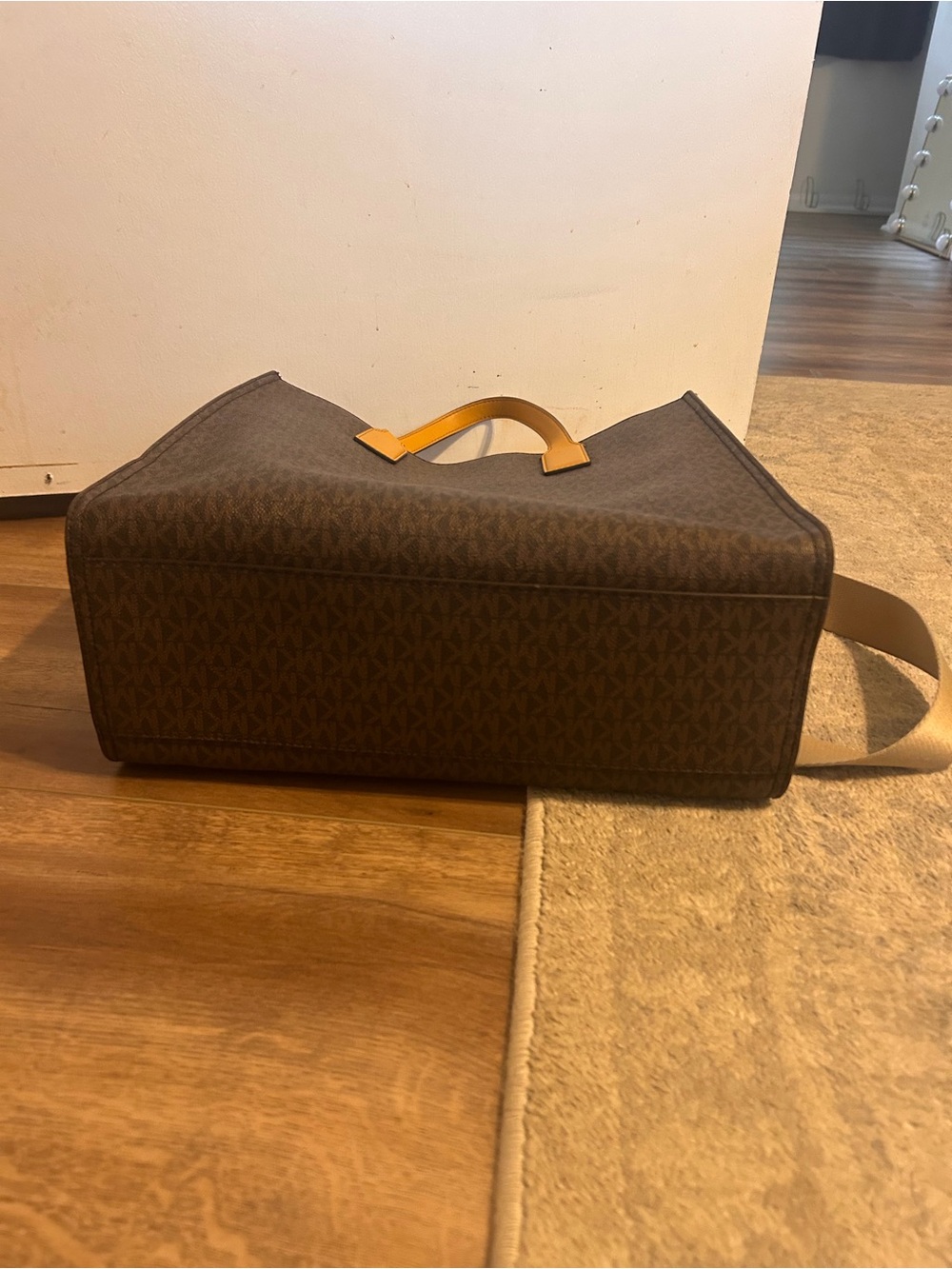Michael Kors Brown Signature Tote with Yellow Trim - Picture 3 of 7
